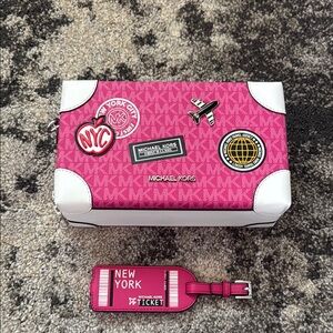 Michael Kors Pink and White Key Card Holder